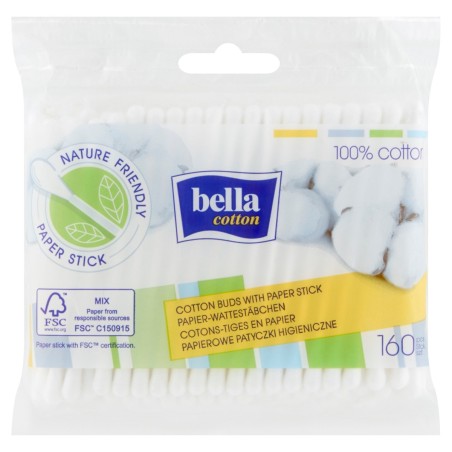 Bella Cotton Paper bastoncillos de algodón 160 piezas
