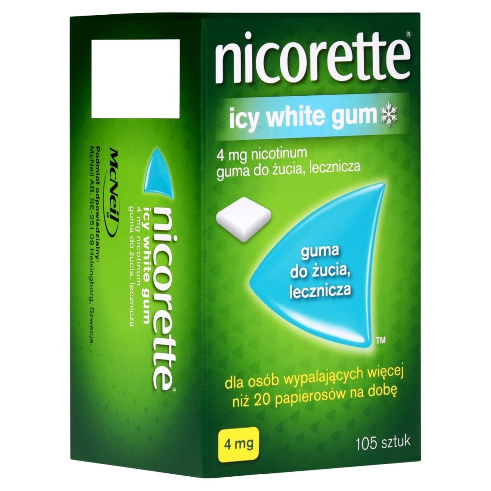 Nicorette Icy White Gum medicinal chewing gum 4 mg 105 pieces