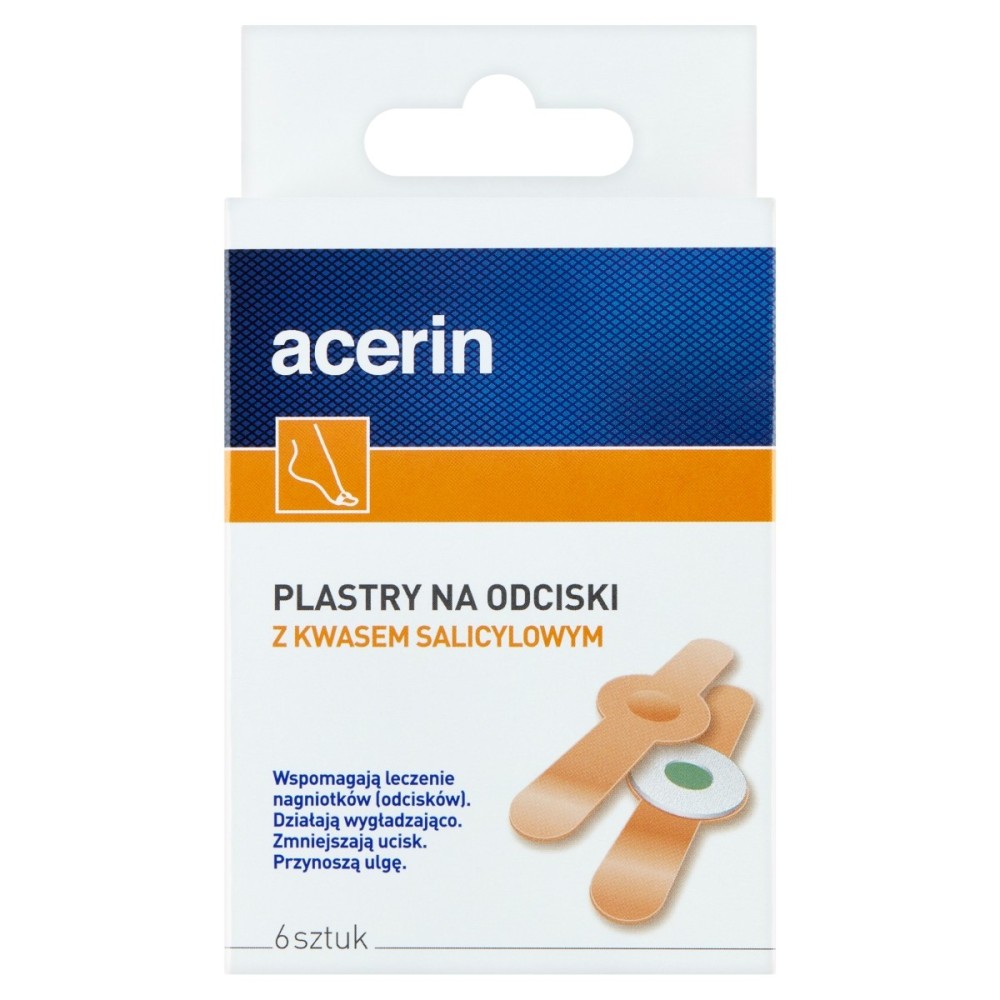 Dispositif médical Acerin, pansements pour cors à l'acide salicylique, 6 pièces