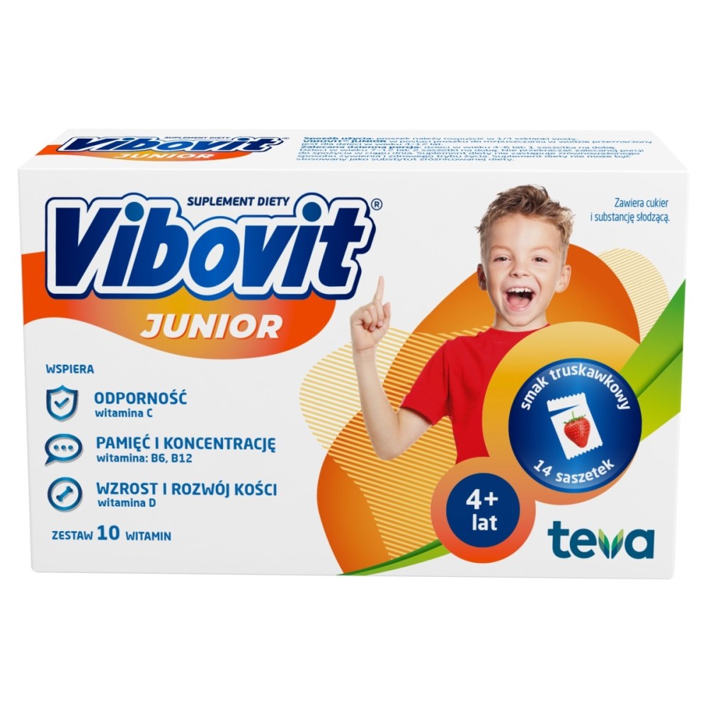 Vibovit Junior Suplement diety smak truskawkowy 28 g (14 sztuk)