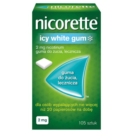 Nicorette Icy White Gum medicinal chewing gum 2 mg 105 pieces