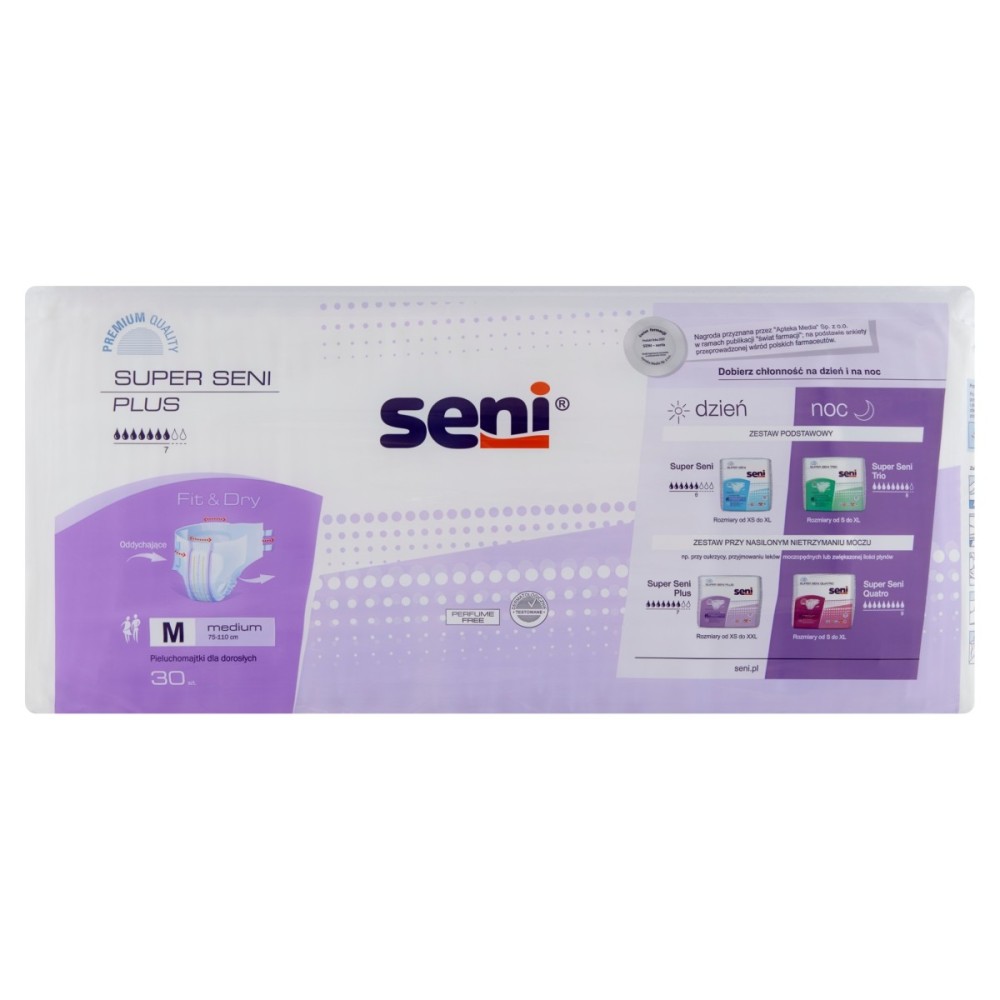 Dispositivo médico Seni Super Plus Medium, pañales para adultos, 30 piezas