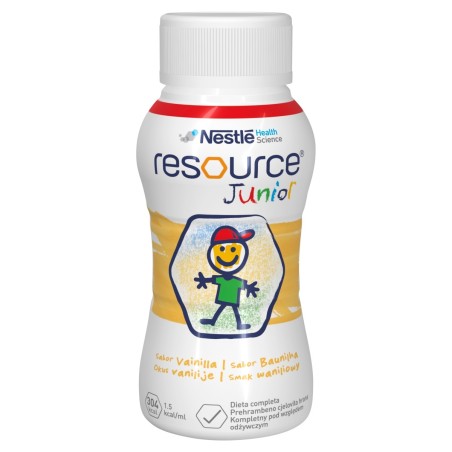 Nestlé Resource Junior Flüssiges Nahrungspräparat für Kinder, Vanillegeschmack 800 ml (4 x 200 ml)