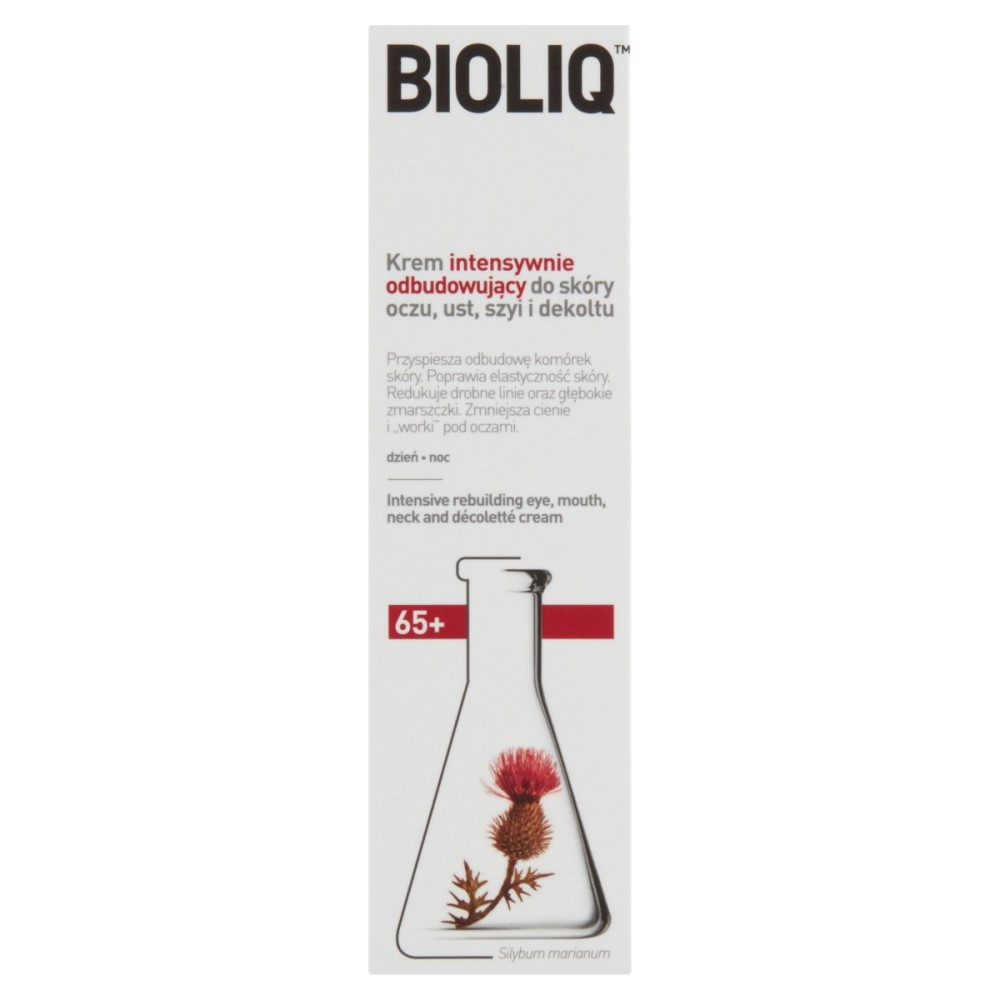 Bioliq 65+ Krem intensywnie odbudowujący do skóry oczu ust szyi i dekoltu dzień noc 30 ml