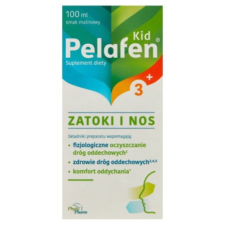Pelafen Kid Nahrungsergänzungsmittel für Nebenhöhlen und Nase, Himbeergeschmack 100 ml