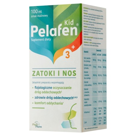 Pelafen Kid Complément alimentaire pour sinus et nez, saveur framboise 100 ml