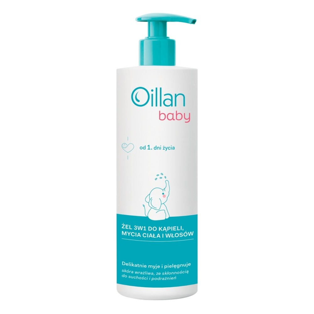 Oillan Baby Gel 3en1 para baño, lavado cuerpo y cabello 400 ml