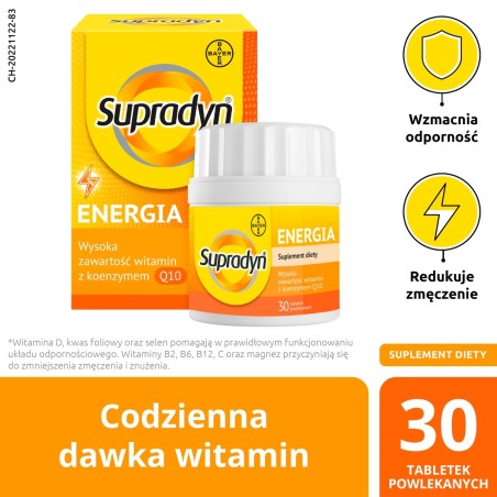 Supradyn Energy Dietary supplement, coated tablets, fruit flavor 38.46 g (30 x 1.282 g)
