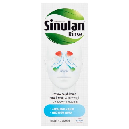 Sinulan Rinse Dispositif médical, kit de rinçage nasal et sinus, irrigateur et 12 sachets