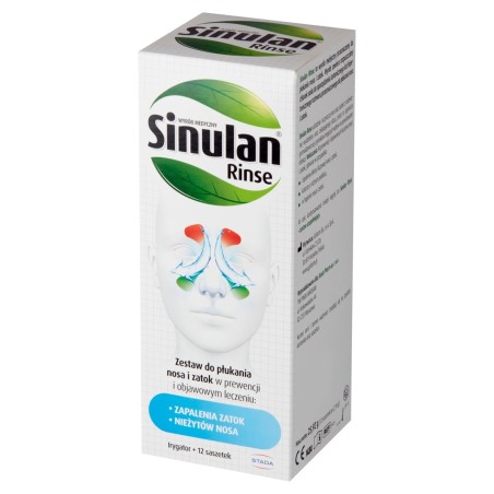 Sinulan Rinse Dispositif médical, kit de rinçage nasal et sinus, irrigateur et 12 sachets