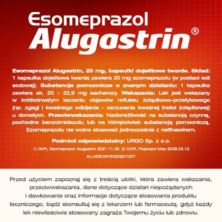 Alugastrin Esomeprazole Esomeprazolum 20 mg Medicine 14 pieces