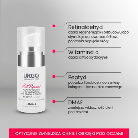Urgo Dermoestetic Reti Renewal Rebuilding and rejuvenating cream for the skin around the eyes 4% Reti-C 15 ml