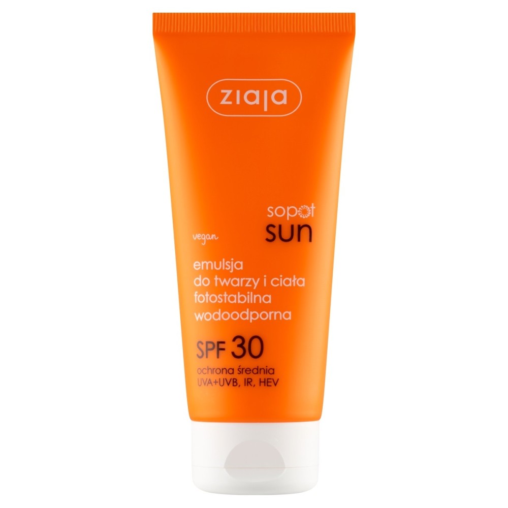 Ziaja Sopot Sonnenemulsion für Gesicht und Körper, lichtbeständig, wasserfest, Lichtschutzfaktor 30, 100 ml
