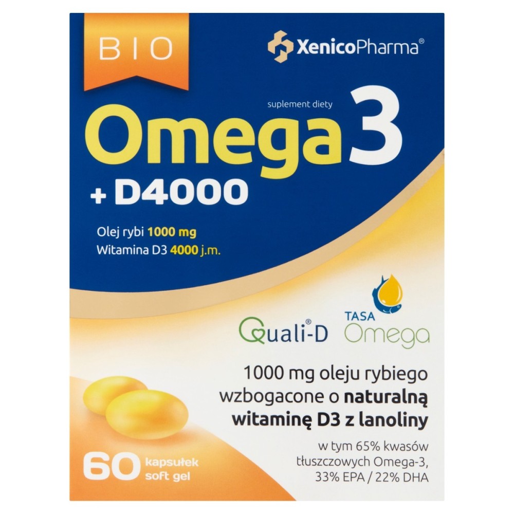 Supplément diététique bio oméga 3 + D4000 83,4 g (60 x 1390 mg)