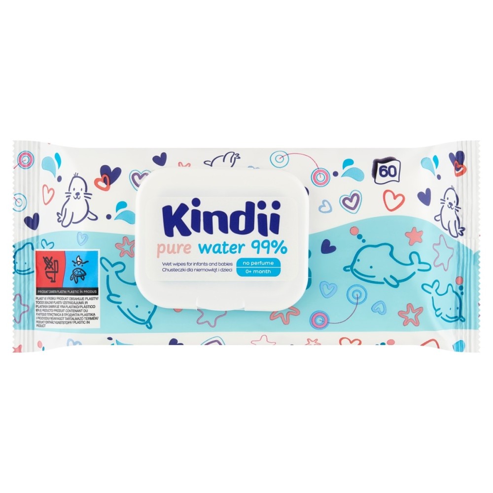 Kindii Pure Water 99% Lingettes pour bébés et enfants 60 pièces
