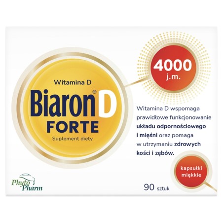 Biaron D Forte Nahrungsergänzungsmittel Vitamin D 4000 IE Weichkapseln 90 Stück