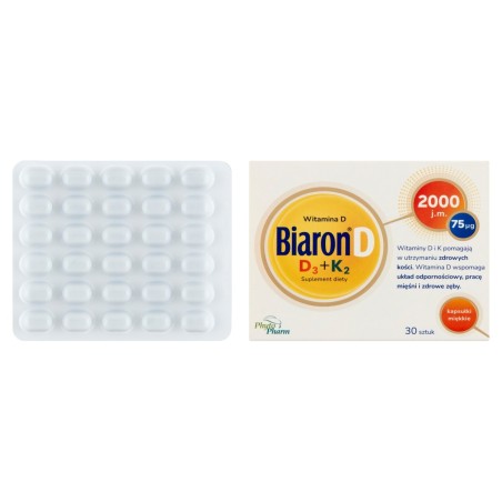 Biaron D Dietary supplement vitamin D D₃+K₂ soft capsules 30 pieces