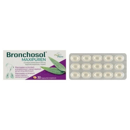 Bronchosol Maxipuren Eucalypti Aetheroleum 200 mg Kapsułki 30 sztuk