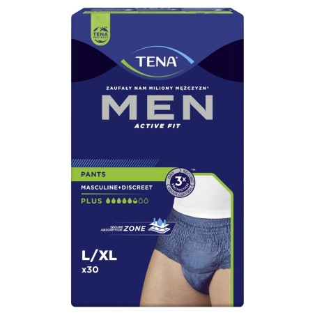 TENA Men Pants Plus Sous-vêtements absorbants pour hommes L/XL 30 pièces