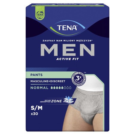 TENA Men Pants Normal Sous-vêtements absorbants pour hommes S/M 30 pièces