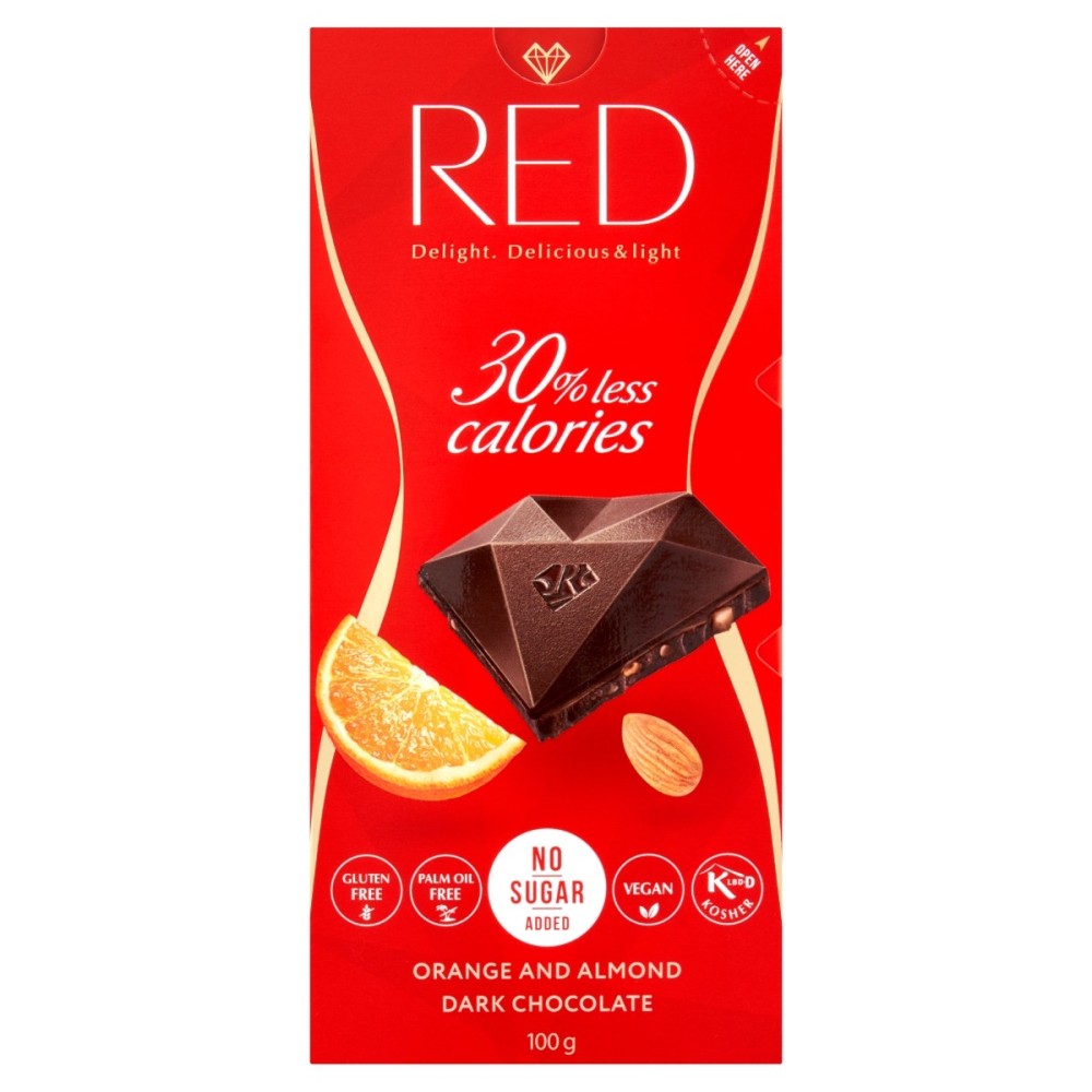 Red Delight Schokolade mit Mandeln und Orangenschale 100 g