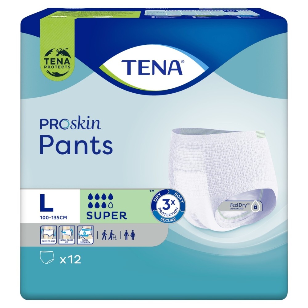 TENA ProSkin Pants Braguitas Super Absorbentes L 12 piezas