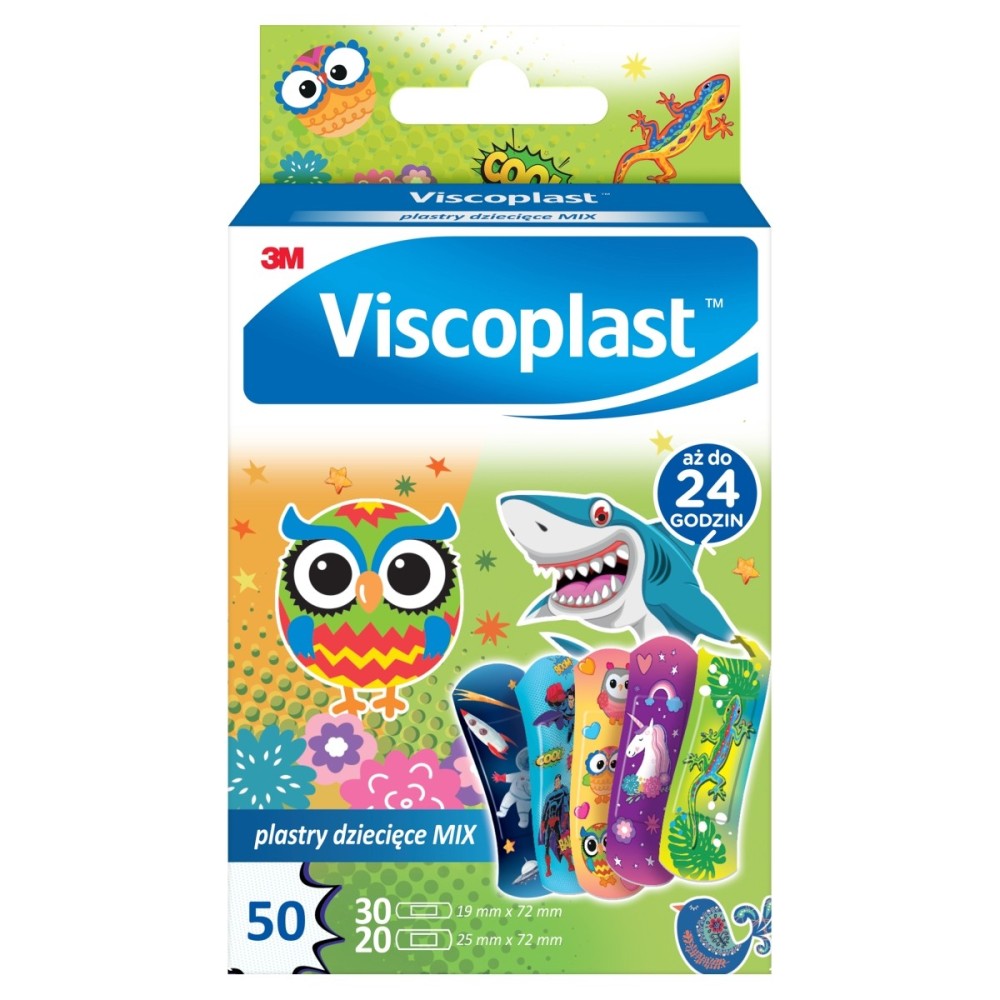 Viscoplast Mix Decorated plasters for children 2 sizes 50 pieces