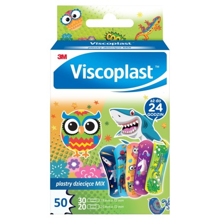 Viscoplast Mix Pansements décorés pour enfants 2 tailles 50 pièces