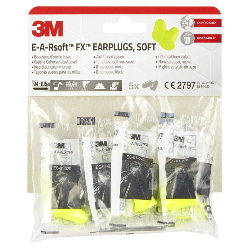 3M E-A-RSoft Tapones para los oídos EARFXC5 5 pares