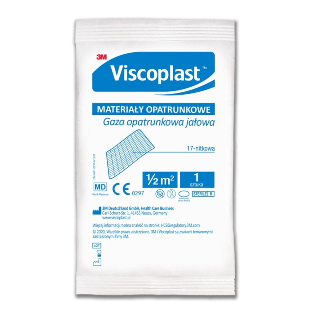 Viscoplast Sterile cotton dressing gauze, 17 threads, ½ m²