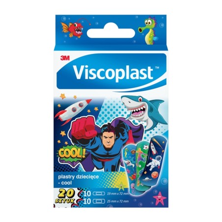 Viscoplast Cool tiritas decoradas para niños, 2 tamaños, 20 piezas