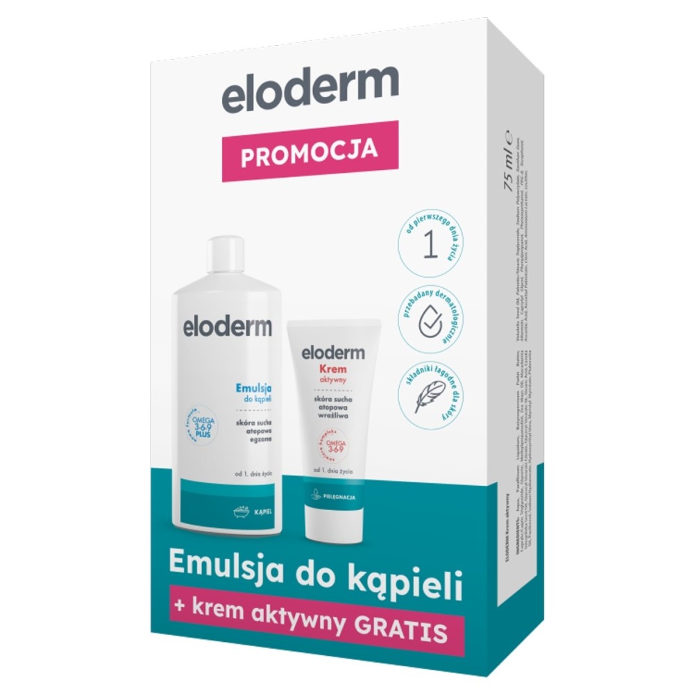 Eloderm Emulsión de baño 400 ml + muestra Crema activa Eloderm 75 ml desde el 1er día de vida /paquete/
