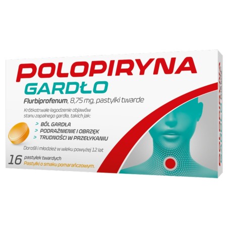 Polopiryna Throat (8,75 mg) pastilles dures aromatisées à l'orange x 16