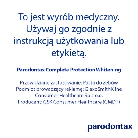 Parodontax Whitening Complete Protection Dentifrice pour dispositif médical au fluor 75 ml