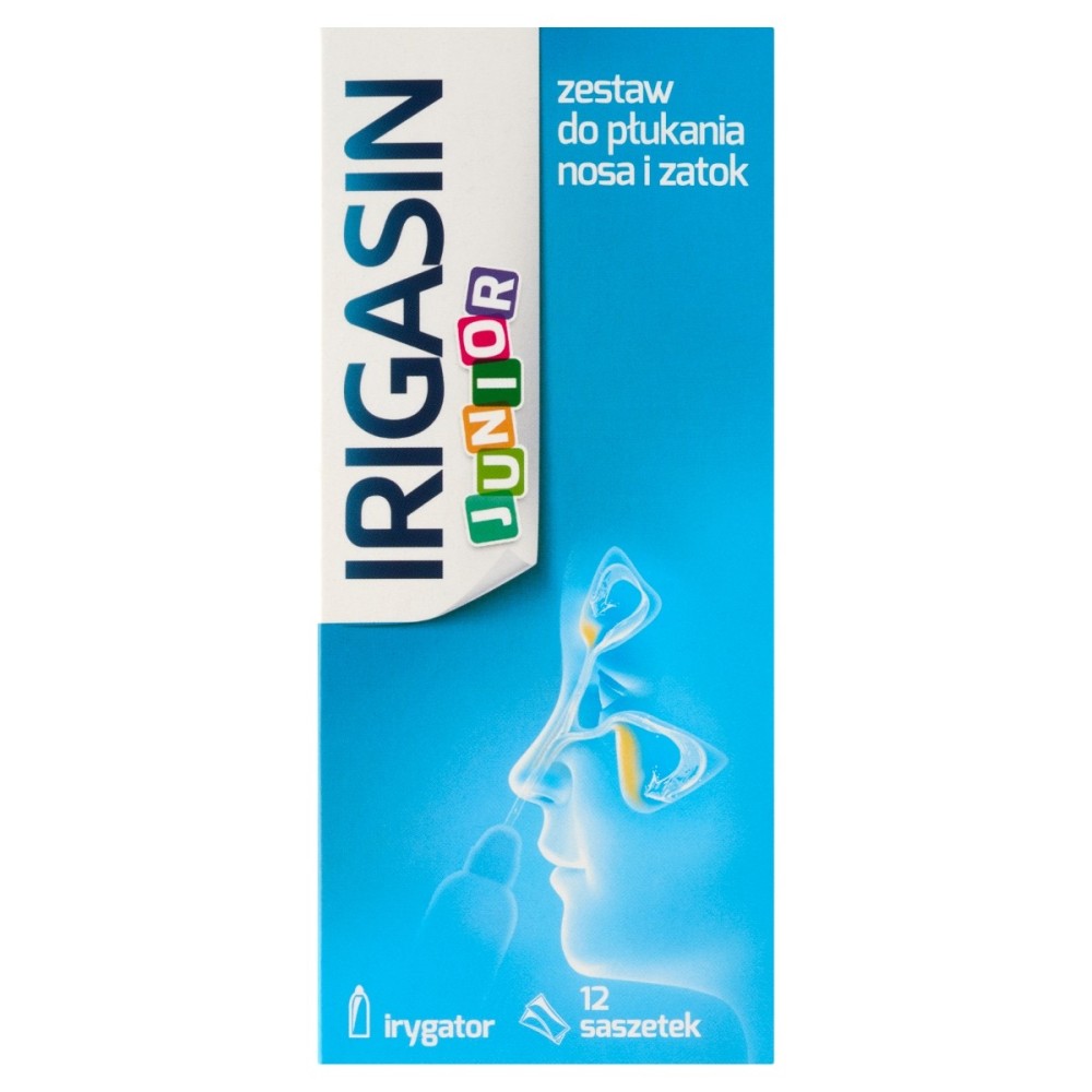 Irigasin Junior Medizingeräteset zum Spülen der Nase und Nebenhöhlen 12,96 g (12 x 1,08 g)