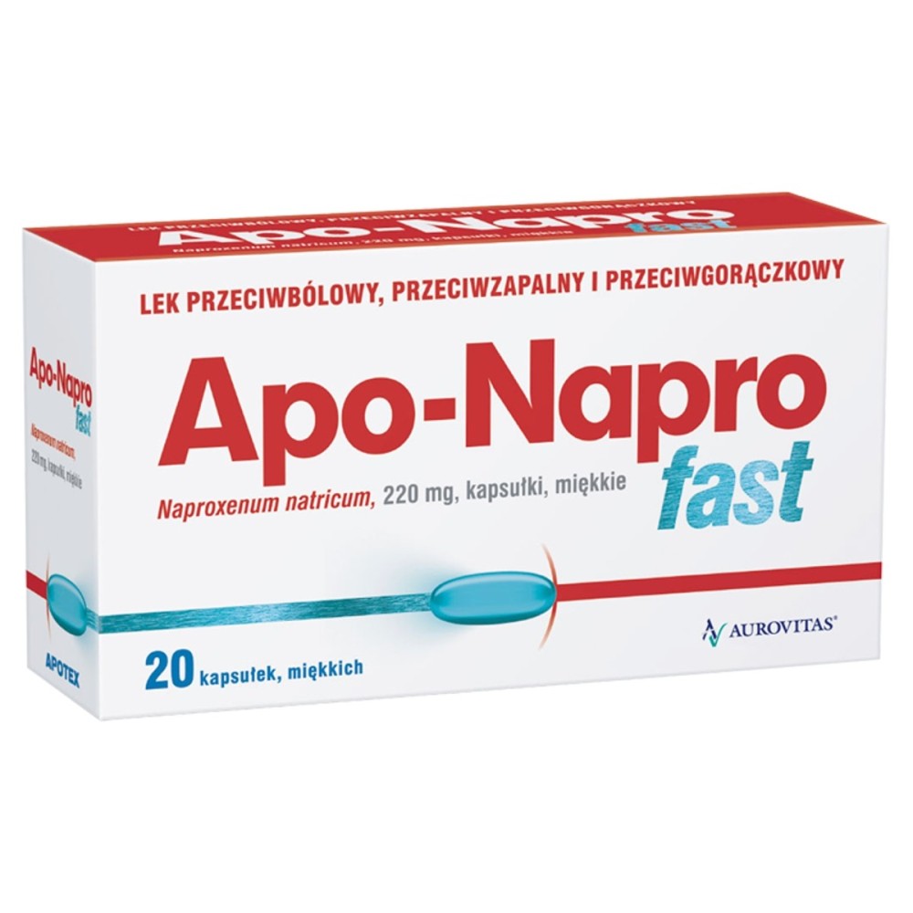 Apo-Napro fast 220 mg Anti-inflammatory and antipyretic painkiller 20 pieces