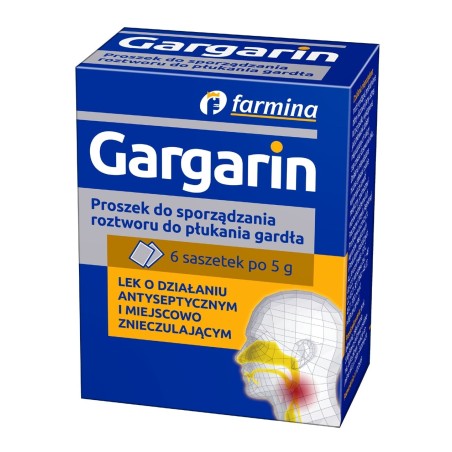Gargarin proszek do sporządzania płynu do płukania gardła 6 saszek