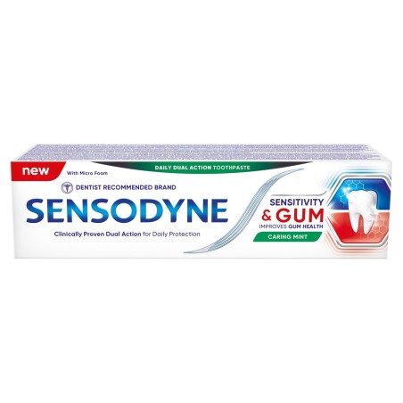 Sensodyne Caring Mint Zahnpasta mit Fluorid gegen Überempfindlichkeit und Zahnfleisch, 75 ml