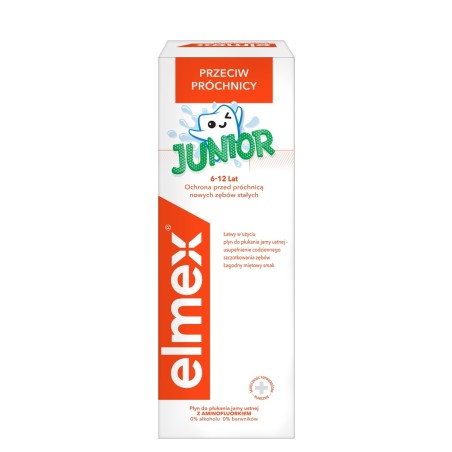 elmex Junior ústní voda pro děti 6-12 let bez alkoholu 400 ml