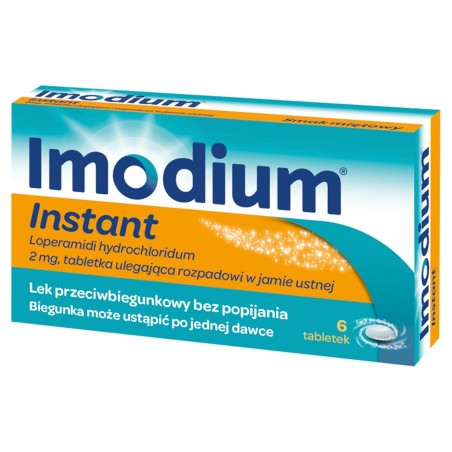 Imodium Instant Medicina antidiarroica senza bere, aroma di menta, 6 pezzi