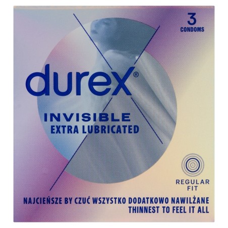 Durex Preservativos Invisibles Extra Lubricados 3 piezas