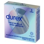Durex Préservatifs Extra Lubrifiés Invisibles 3 pièces
