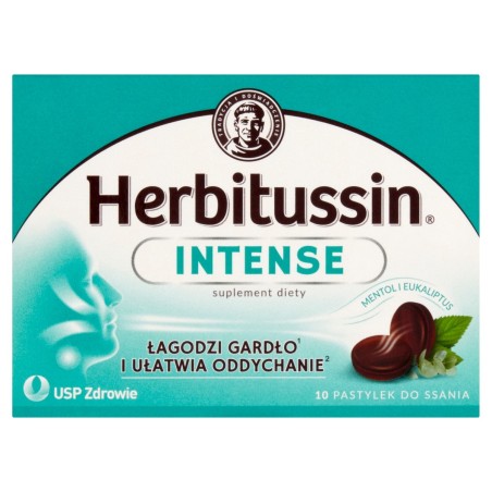 Herbitussin Intense Doplněk stravy mentol a eukalyptus 10 kusů