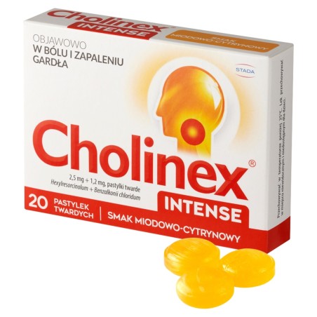 Cholinex Intense 2,5 mg + 1,2 mg Pastilky s příchutí med-citrón 20 kusů