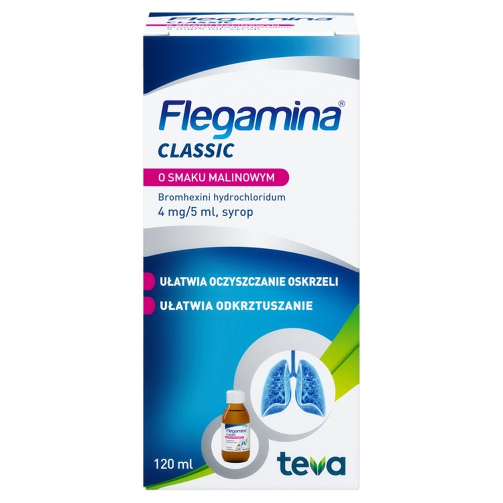 Flegamina Classic expectorant syrup with raspberry flavor 120 ml