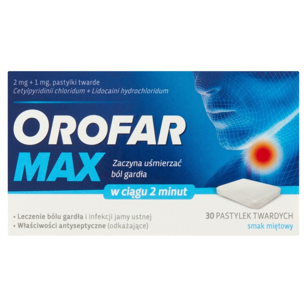 Orofar Max Hard lozenges, mint flavor, 30 pieces