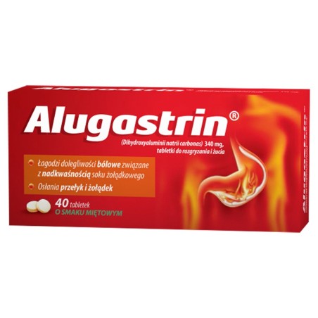 Alugastrin Dihidroxialuminii natrii carbonas 340 mg Medicina con sabor a menta 40 piezas