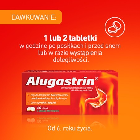 Alugastrin Dihydroxyaluminii natrii carbonas 340 mg Médicament aromatisé à la menthe 40 pièces