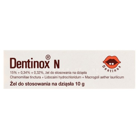 Dentinox N 15% + 0.34% + 0.32% Gel for use on gums 10 g