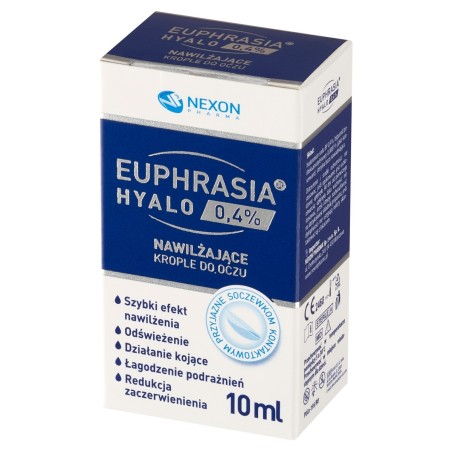 Euphrasia Hyalo 0,4 % Medizinprodukt, feuchtigkeitsspendende Augentropfen, 10 ml